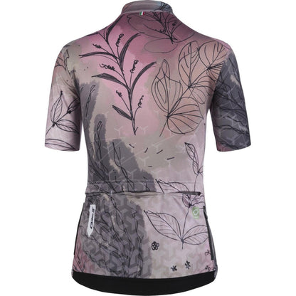 Q36.5 - Jersey Short Sleeve G1 Flower Leaves Autumn Dames - Purple