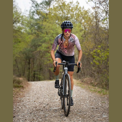 Q36.5 - Jersey Short Sleeve G1 Flower Leaves Autumn Dames - Purple